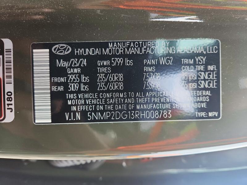 Продажа на аукционе авто 2024 Hyundai Santa Fe, vin: 5NMP2DG13RH008783, номер лота: 55058356