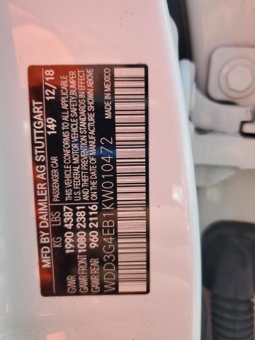 2019 Mercedes-benz A მანქანა იყიდება აუქციონზე, vin: WDD3G4EB1KW010472, აუქციონის ნომერი: 54695926