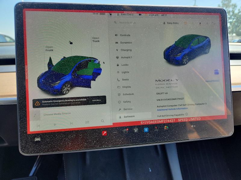 Aukcja sprzedaży 2021 Tesla Model Y, vin: 5YJYGAEE0MF274427, numer aukcji: 52099586