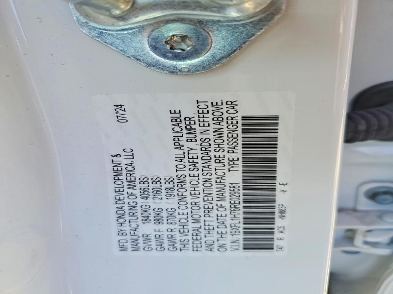 52349246 :رقم المزاد ، 19XFL1H76RE029581 vin ، 2024 Honda Civic مزاد بيع