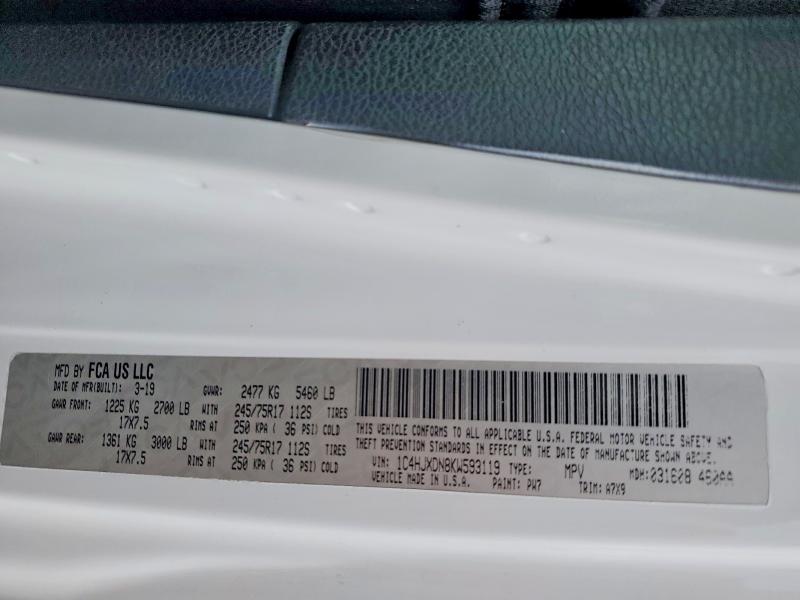 Aukcja sprzedaży 2019 Jeep Wrangler Unlimited, vin: 1C4HJXDN8KW593119, numer aukcji: 52529656