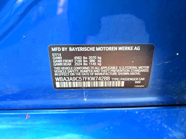 Продаж на аукціоні авто 2015 Bmw 335, vin: WBA3A9C57FKW74288, номер лоту: 51918836