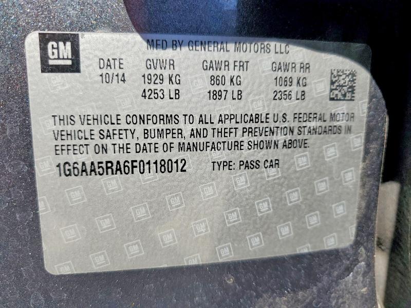 53655866 :رقم المزاد ، 1G6AA5RA6F0118012 vin ، 2015 Cadillac Ats مزاد بيع