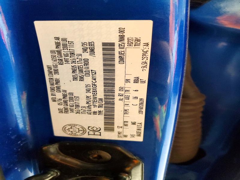 2016 Ford F150 მანქანა იყიდება აუქციონზე, vin: 1FTEW1E8XGFC41127, აუქციონის ნომერი: 54677546