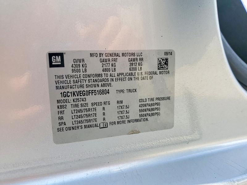 54678316 :رقم المزاد ، 1GC1KVEG0FF516804 vin ، 2015 Chevrolet Silverado مزاد بيع