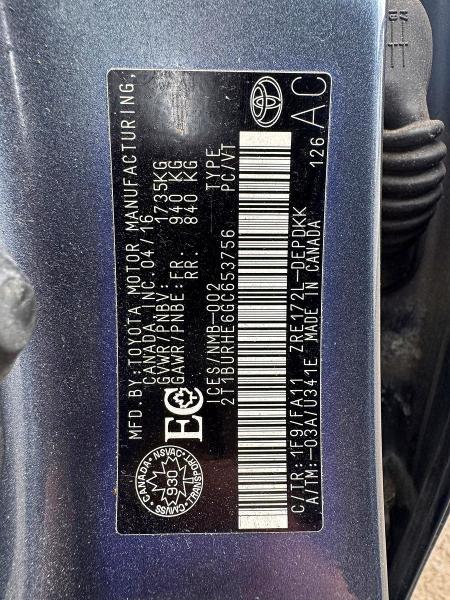 Продаж на аукціоні авто 2016 Toyota Corolla, vin: 2T1BURHE6GC653756, номер лоту: 54291996