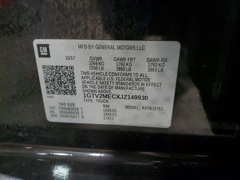 Продажа на аукционе авто 2018 Gmc Sierra, vin: 1GTV2MECXJZ149930, номер лота: 52652156