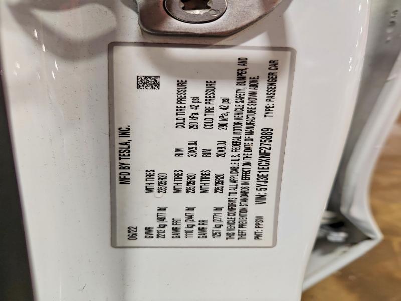 Продажа на аукционе авто 2022 Tesla Model 3, vin: 5YJ3E1ECXNF275889, номер лота: 54856666
