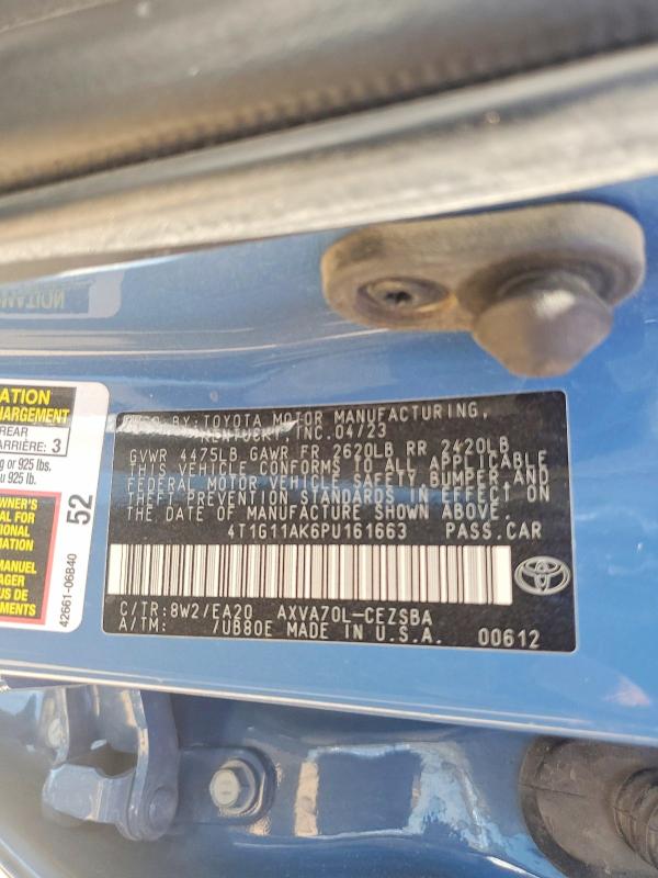 Aukcja sprzedaży 2023 Toyota Camry, vin: 4T1G11AK6PU161663, numer aukcji: 53473376