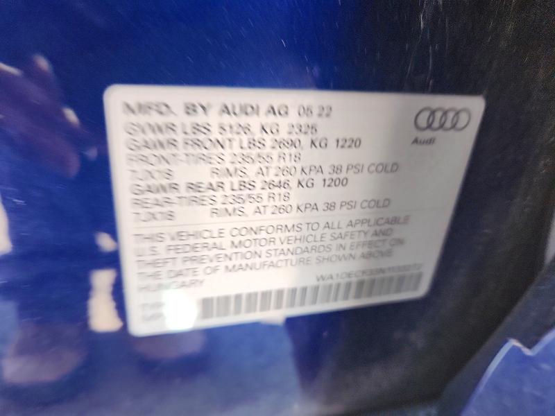 Продажа на аукционе авто 2022 Audi Q3, vin: WA1DECF33N1133272, номер лота: 52856256
