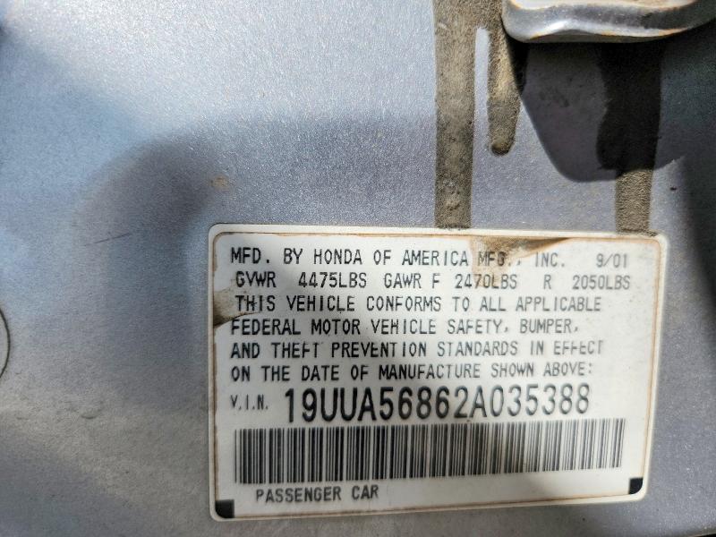 53329986 :رقم المزاد ، 19UUA56862A035388 vin ، 2002 Acura 3.2tl مزاد بيع