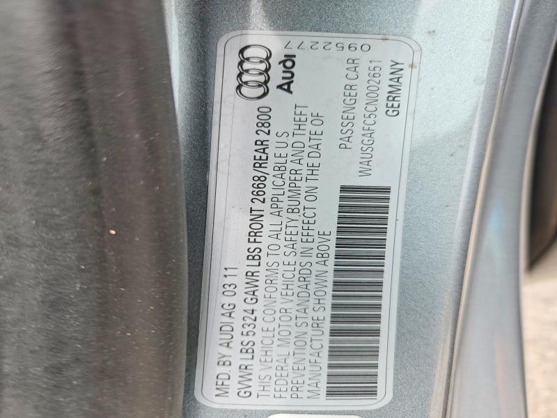 53720006 :رقم المزاد ، WAUSGAFC5CN002651 vin ، 2012 Audi A7 مزاد بيع