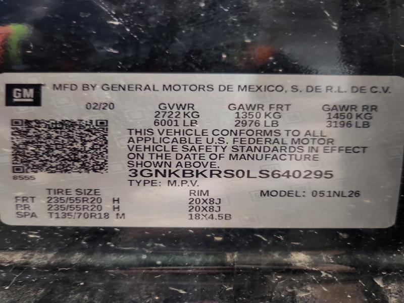 Aukcja sprzedaży 2020 Chevrolet Blazer, vin: 3GNKBKRS0LS640295, numer aukcji: 54095626
