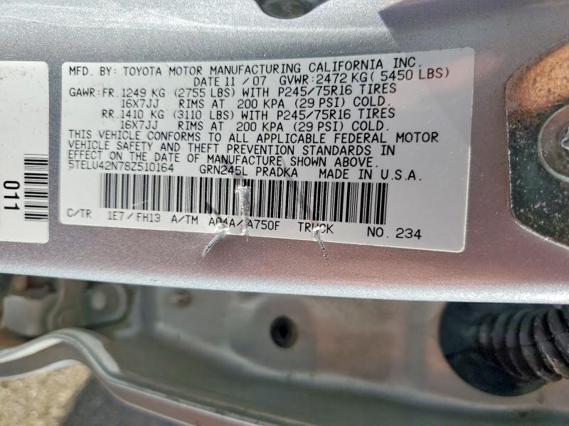 Продаж на аукціоні авто 2008 Toyota Tacoma, vin: 5TELU42N78Z510164, номер лоту: 52191386