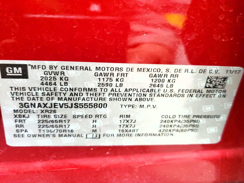 Aukcja sprzedaży 2018 Chevrolet Equinox, vin: 3GNAXJEV5JS555800, numer aukcji: 55382686