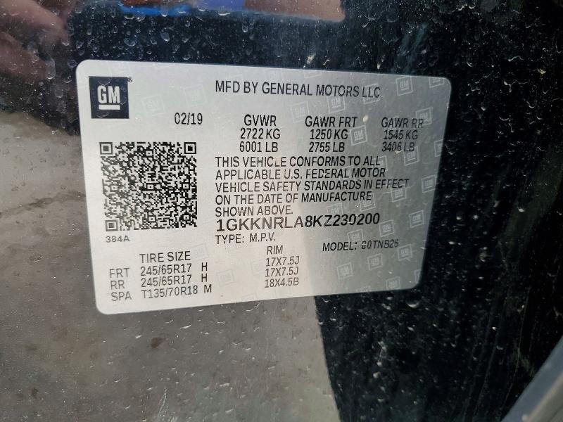 Aukcja sprzedaży 2019 Gmc Acadia, vin: 1GKKNRLA8KZ230200, numer aukcji: 52003426