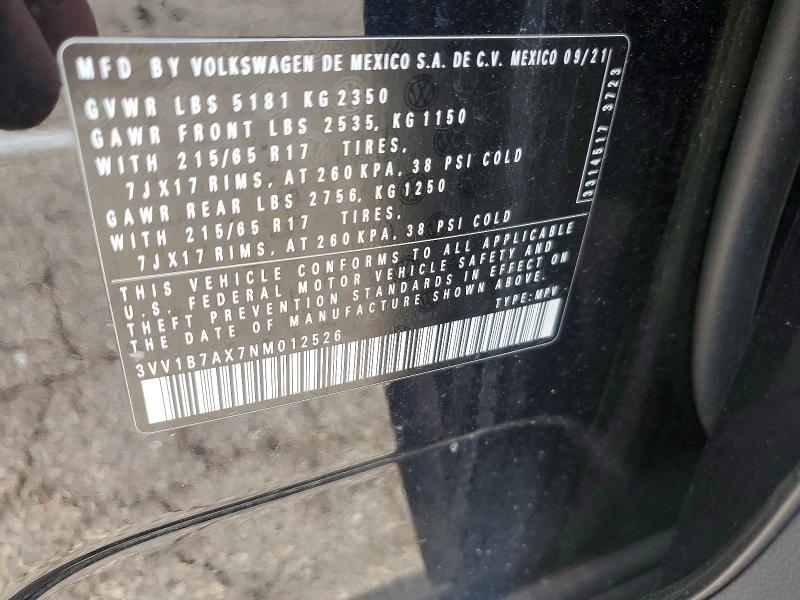 Продажа на аукционе авто 2022 Volkswagen Tiguan, vin: 3VV1B7AX7NM012526, номер лота: 52768886