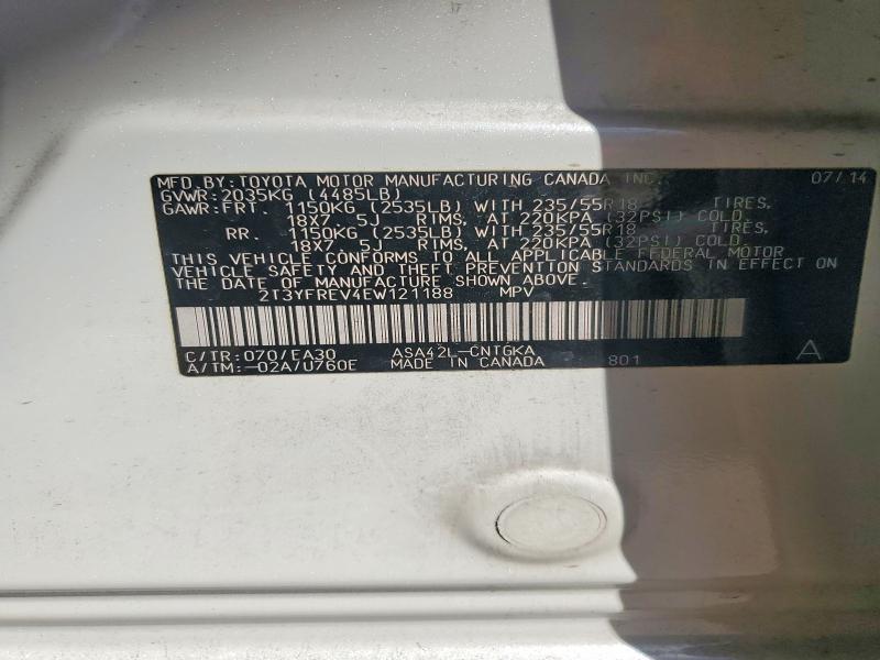 52717816 :رقم المزاد ، 2T3YFREV4EW121188 vin ، 2014 Toyota Rav4 مزاد بيع