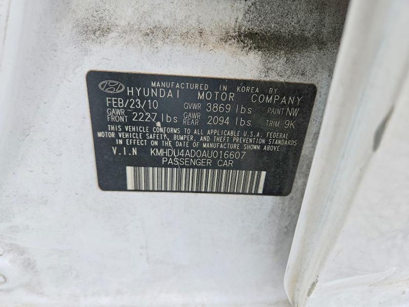 Продаж на аукціоні авто 2010 Hyundai Elantra, vin: KMHDU4AD0AU016607, номер лоту: 53174626