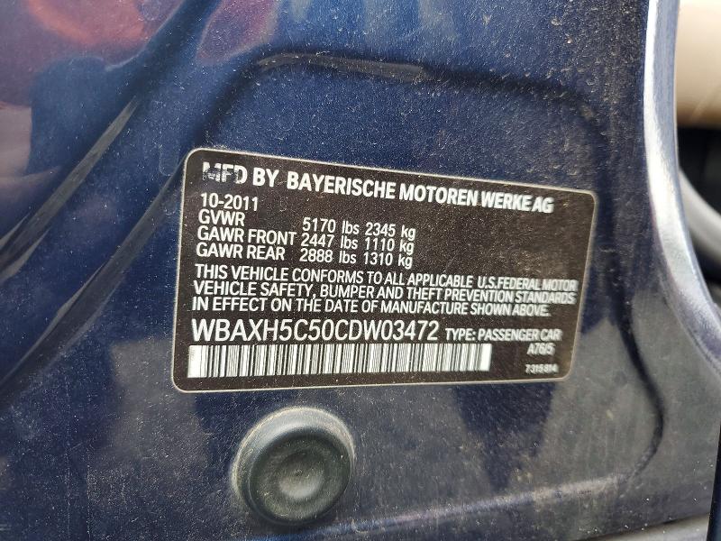 Aukcja sprzedaży 2012 Bmw 528, vin: WBAXH5C50CDW03472, numer aukcji: 52223526
