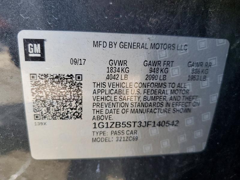 54463996 :رقم المزاد ، 1G1ZB5ST3JF140542 vin ، 2018 Chevrolet Malibu مزاد بيع