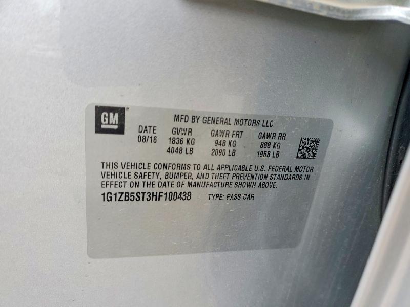 2017 Chevrolet Malibu მანქანა იყიდება აუქციონზე, vin: 1G1ZB5ST3HF100438, აუქციონის ნომერი: 52423576