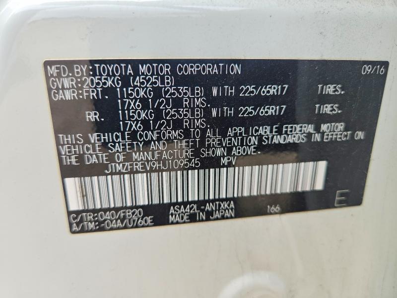 Продаж на аукціоні авто 2017 Toyota Rav4, vin: JTMZFREV9HJ109545, номер лоту: 53074166