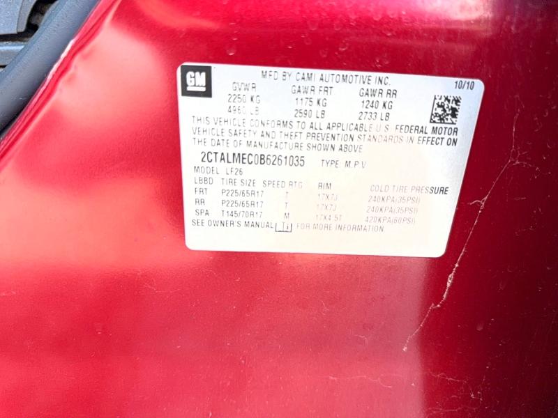 Aukcja sprzedaży 2011 Gmc Terrain, vin: 2CTALMEC0B6261035, numer aukcji: 53800116