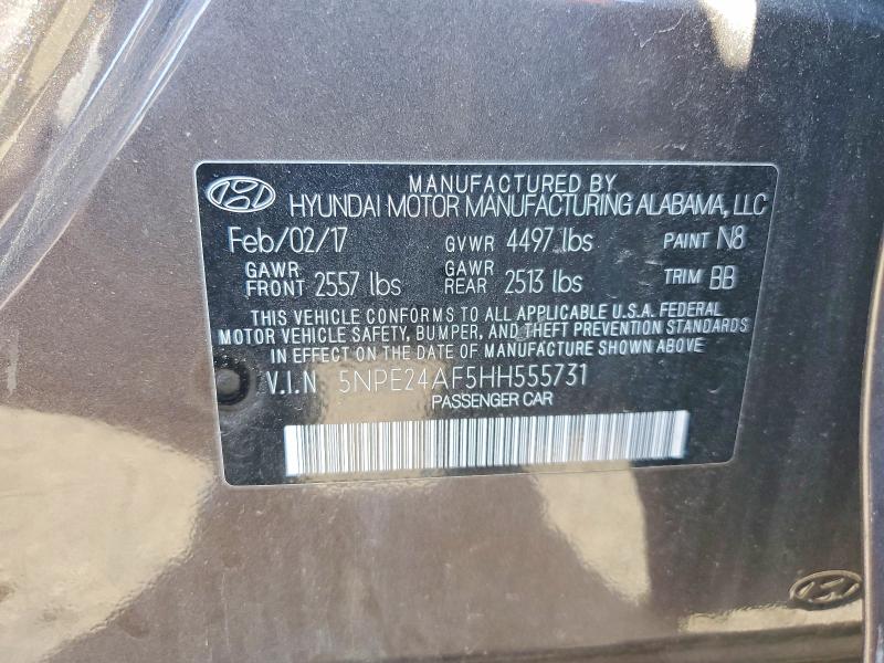 52580216 :رقم المزاد ، 5NPE24AF5HH555731 vin ، 2017 Hyundai Sonata مزاد بيع