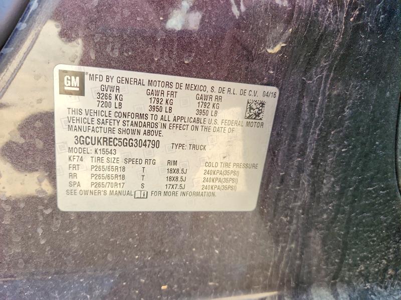 Aukcja sprzedaży 2016 Chevrolet Silverado, vin: 3GCUKREC5GG304790, numer aukcji: 53737276
