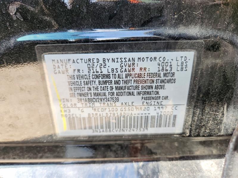 53654636 :رقم المزاد ، 3N1AB8CV2NY247539 vin ، 2022 Nissan Sentra مزاد بيع
