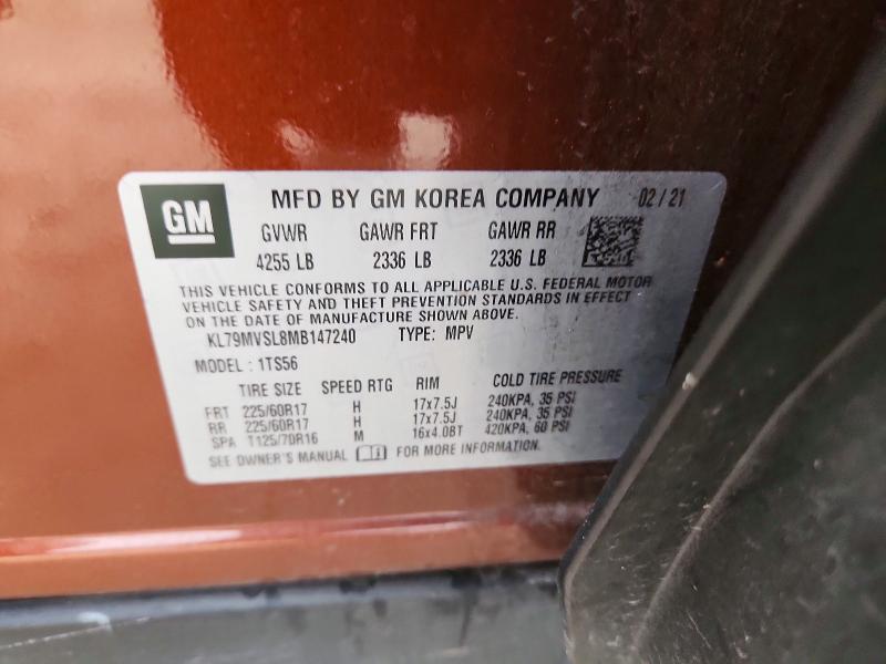 2021 Chevrolet Trailblazer მანქანა იყიდება აუქციონზე, vin: KL79MVSL8MB147240, აუქციონის ნომერი: 54072826