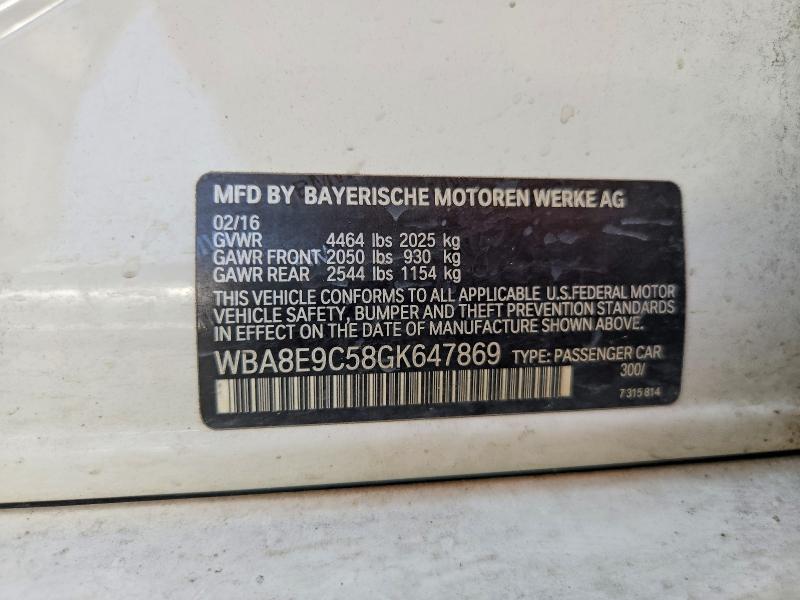 Aukcja sprzedaży 2016 Bmw 328, vin: WBA8E9C58GK647869, numer aukcji: 55331666