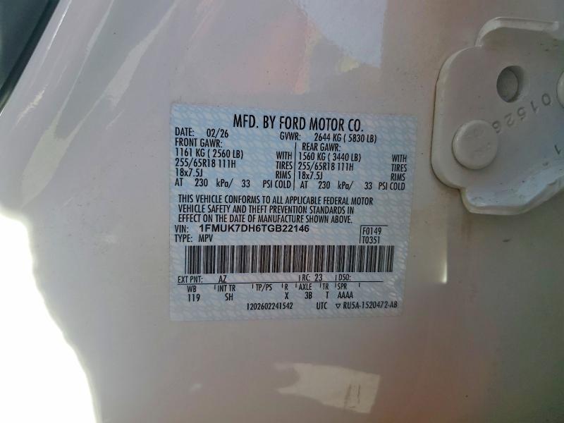 2026 Ford Explorer მანქანა იყიდება აუქციონზე, vin: 1FMUK7DH6TGB22146, აუქციონის ნომერი: 53398086