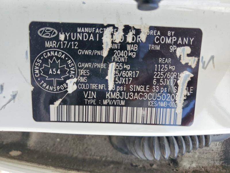 Продаж на аукціоні авто 2012 Hyundai Tucson, vin: KM8JU3AC3CU502061, номер лоту: 52002166