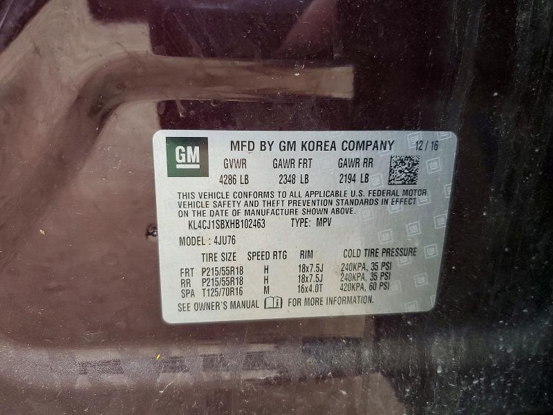 Продаж на аукціоні авто 2017 Buick Encore, vin: KL4CJ1SBXHB102463, номер лоту: 52767166