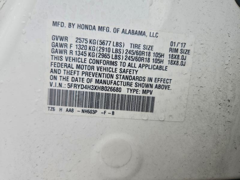 Aukcja sprzedaży 2017 Acura Mdx, vin: 5FRYD4H3XHB026680, numer aukcji: 53291856