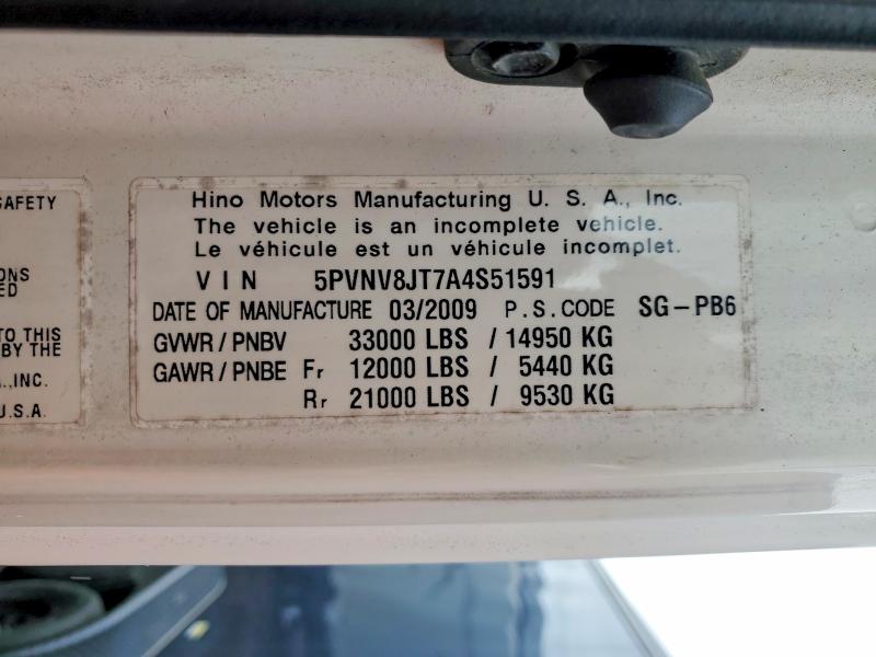 Продажа на аукционе авто 2010 Hino Hino 338, vin: 5PVNV8JT7A4S51591, номер лота: 53898846