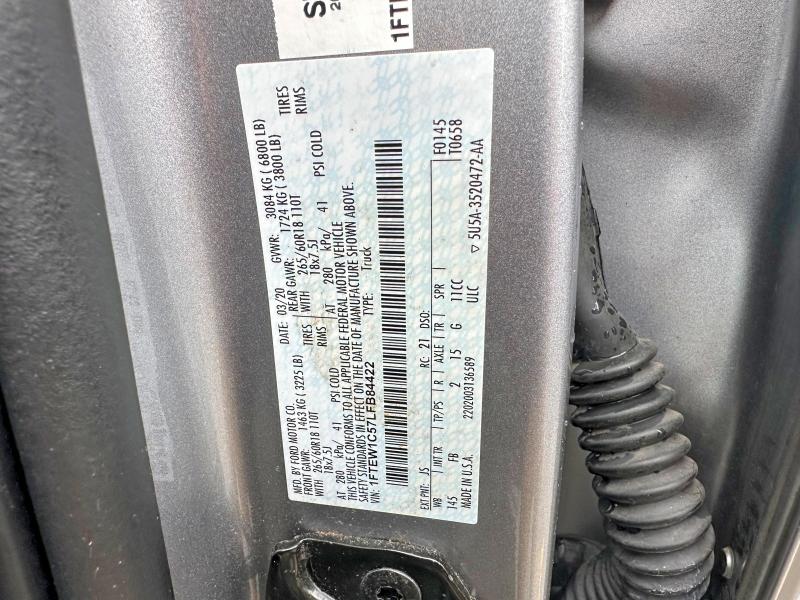 Aukcja sprzedaży 2020 Ford F150, vin: 1FTEW1C57LFB84422, numer aukcji: 51424386
