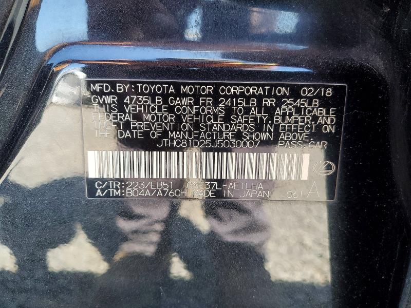 Продажа на аукционе авто 2018 Lexus Is, vin: JTHC81D25J5030007, номер лота: 55510706