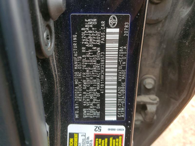 Aukcja sprzedaży 2019 Toyota Camry, vin: 4T1B11HK2KU268573, numer aukcji: 55092626