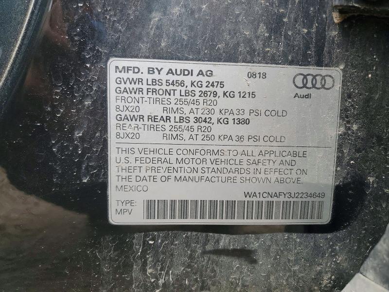 Aukcja sprzedaży 2018 Audi Q5, vin: WA1CNAFY3J2234649, numer aukcji: 53541806