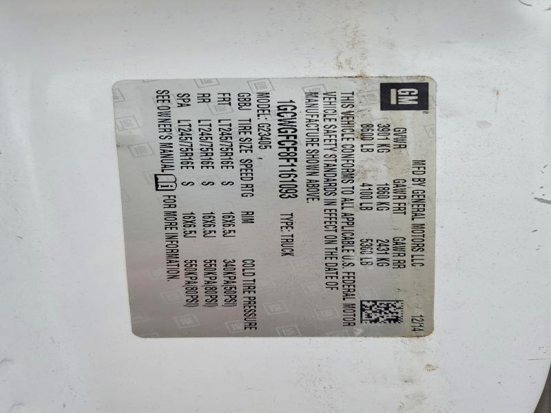Продажа на аукционе авто 2015 Chevrolet Express G2500, vin: 1GCWGFCF8F1161093, номер лота: 52911736