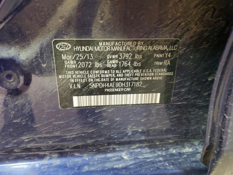 Продажа на аукционе авто 2013 Hyundai Elantra, vin: 5NPDH4AE9DH317182, номер лота: 52259106