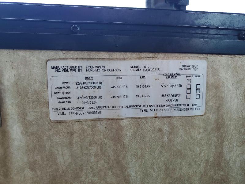 53412606 :رقم المزاد ، 1F6NF53Y570A05128 vin ، 2008 Four Winns Motorhome مزاد بيع