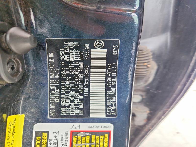 Aukcja sprzedaży 2012 Toyota Camry, vin: 4T1BF1FK2CU093876, numer aukcji: 54084616