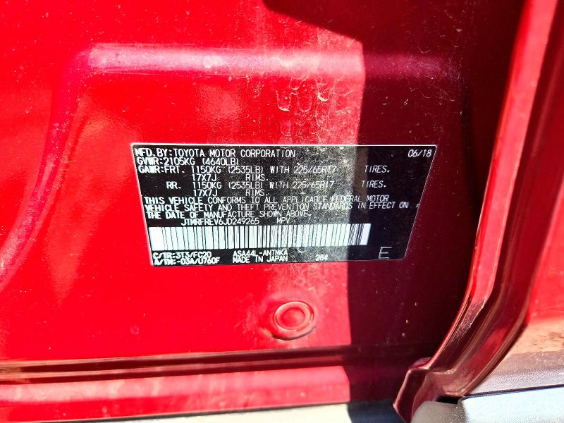54131006 :رقم المزاد ، JTMRFREV6JD249265 vin ، 2018 Toyota Rav4 مزاد بيع