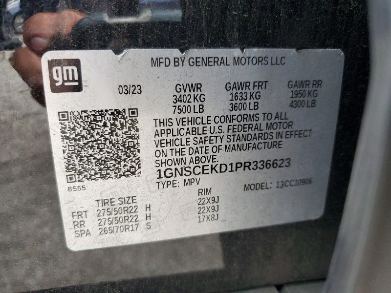 54820796 :رقم المزاد ، 1GNSCEKD1PR336623 vin ، 2023 Chevrolet Suburban مزاد بيع