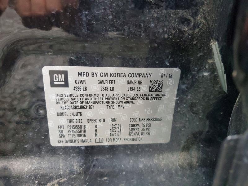 Aukcja sprzedaży 2018 Buick Encore, vin: KL4CJASBXJB631871, numer aukcji: 54691136