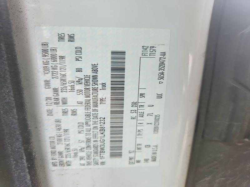 54870426 :رقم المزاد ، 1FTBW3UG1LKB81232 vin ، 2020 Ford Transit مزاد بيع